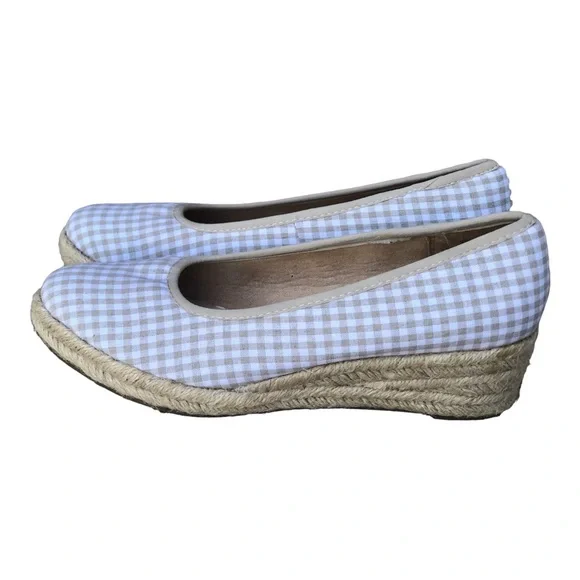 LifeStride Expadrille Wedge Heels Cork Closed Toe Canvas‎ Beige Size 9W. - Picture 10 of 13